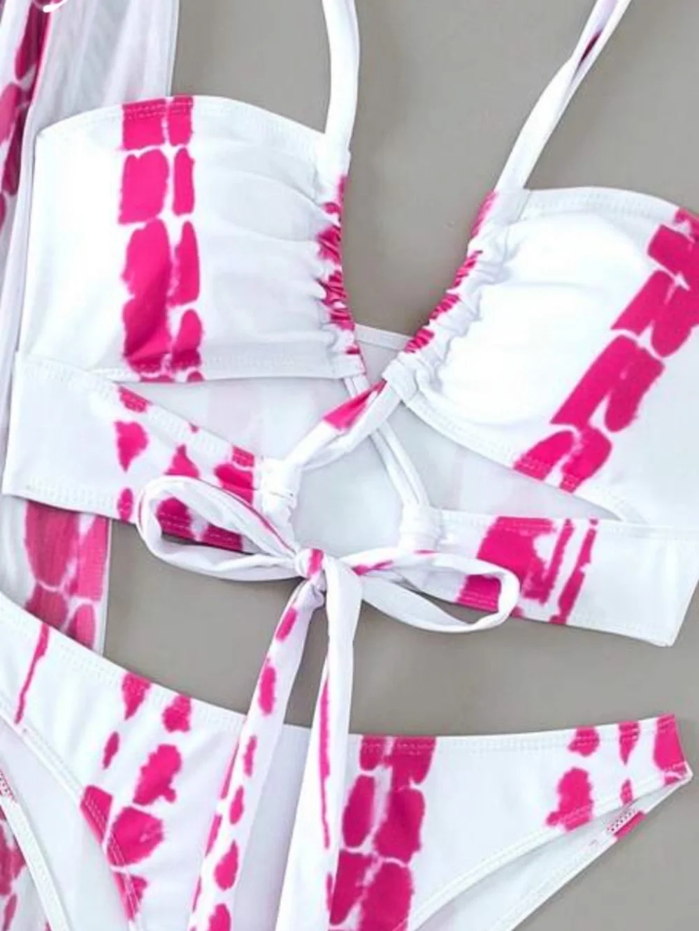 Swim Vcay Pink Tie Dye Bikini Set & Sheer Cover Up Skirt Size M - Picture 10 of 11